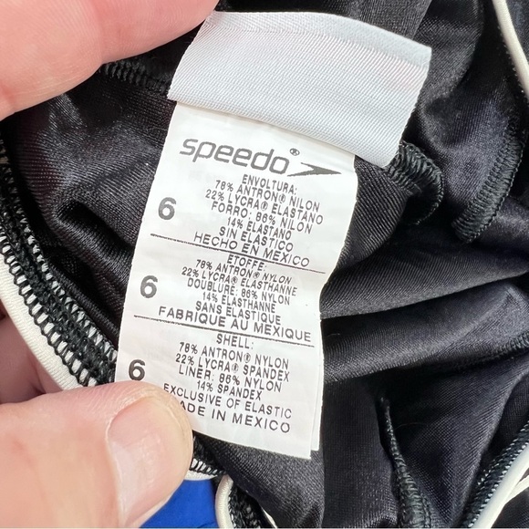 Speedo Womens Ultraback One Piece Swimsuit Black with White Piping Size 6 - Picture 9 of 10